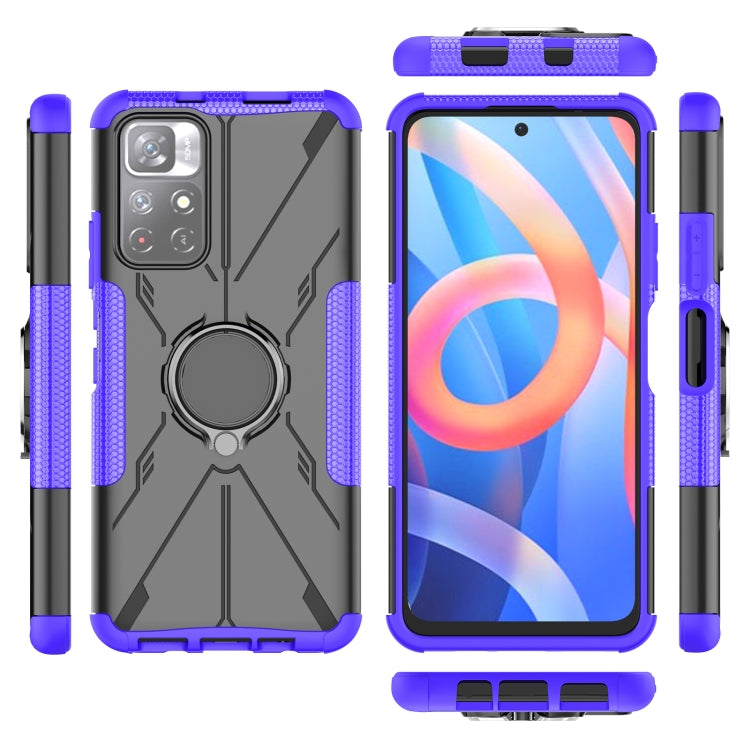 For Xiaomi Redmi Note 11 5G China Version Armor Bear Shockproof PC + TPU Phone Case with Ring Holder
