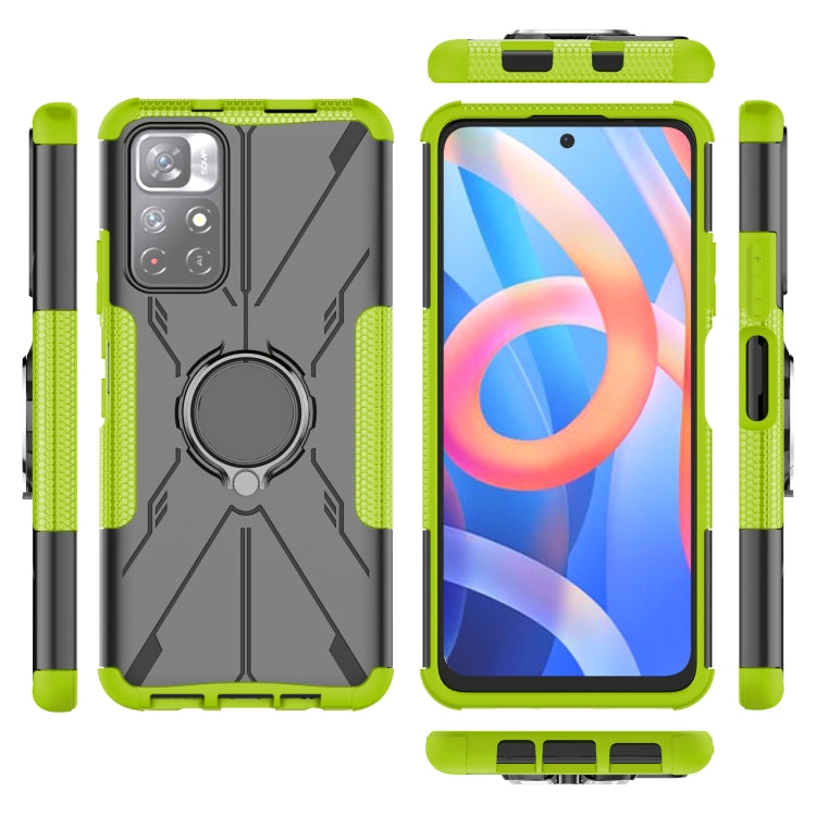 For Xiaomi Redmi Note 11 5G China Version Armor Bear Shockproof PC + TPU Phone Case with Ring Holder