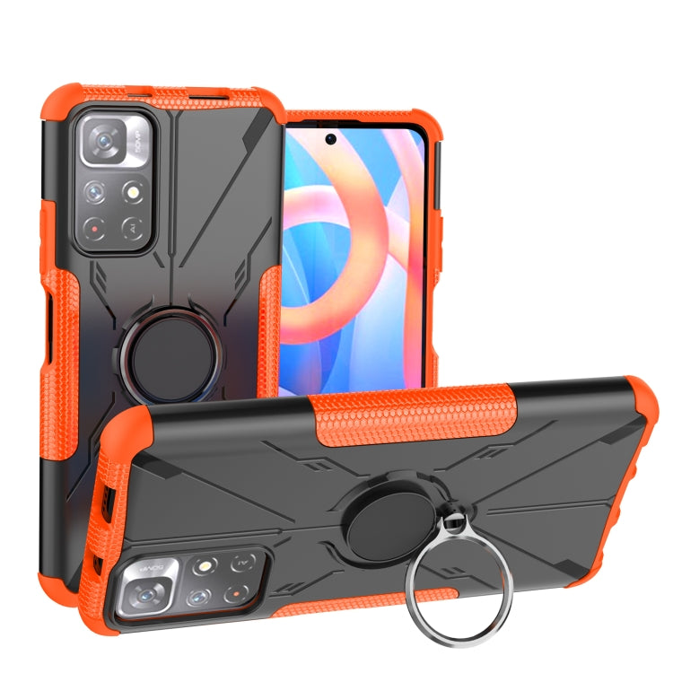 For Xiaomi Redmi Note 11 5G China Version Armor Bear Shockproof PC + TPU Phone Case with Ring Holder