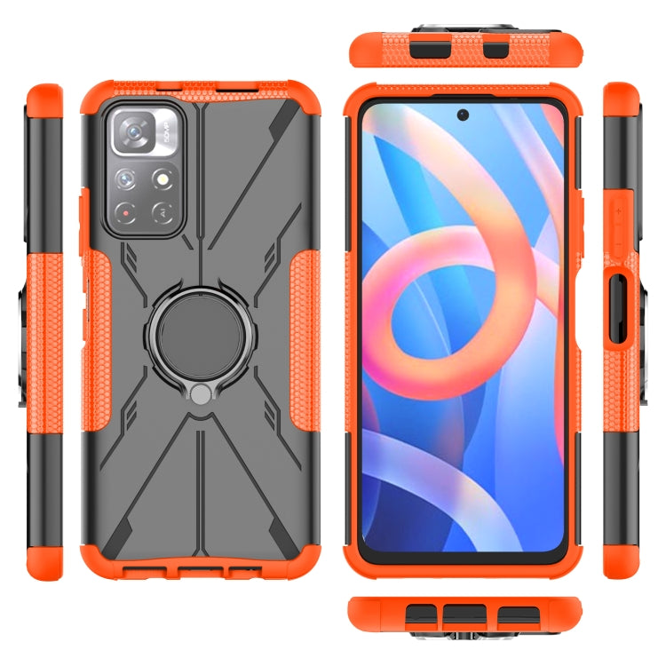 For Xiaomi Redmi Note 11 5G China Version Armor Bear Shockproof PC + TPU Phone Case with Ring Holder