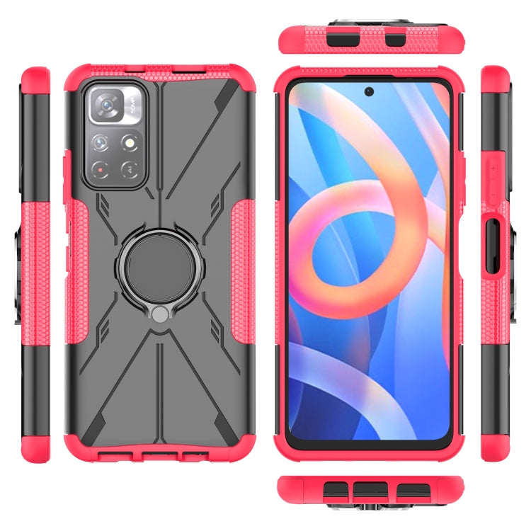 For Xiaomi Redmi Note 11 5G China Version Armor Bear Shockproof PC + TPU Phone Case with Ring Holder