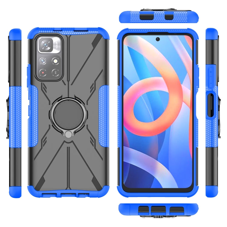 For Xiaomi Redmi Note 11 5G China Version Armor Bear Shockproof PC + TPU Phone Case with Ring Holder