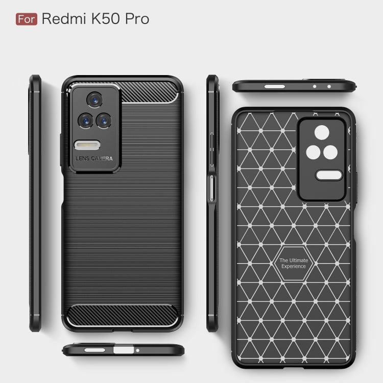For Xiaomi Redmi K50 Pro Brushed Texture Carbon Fiber TPU Phone Case
