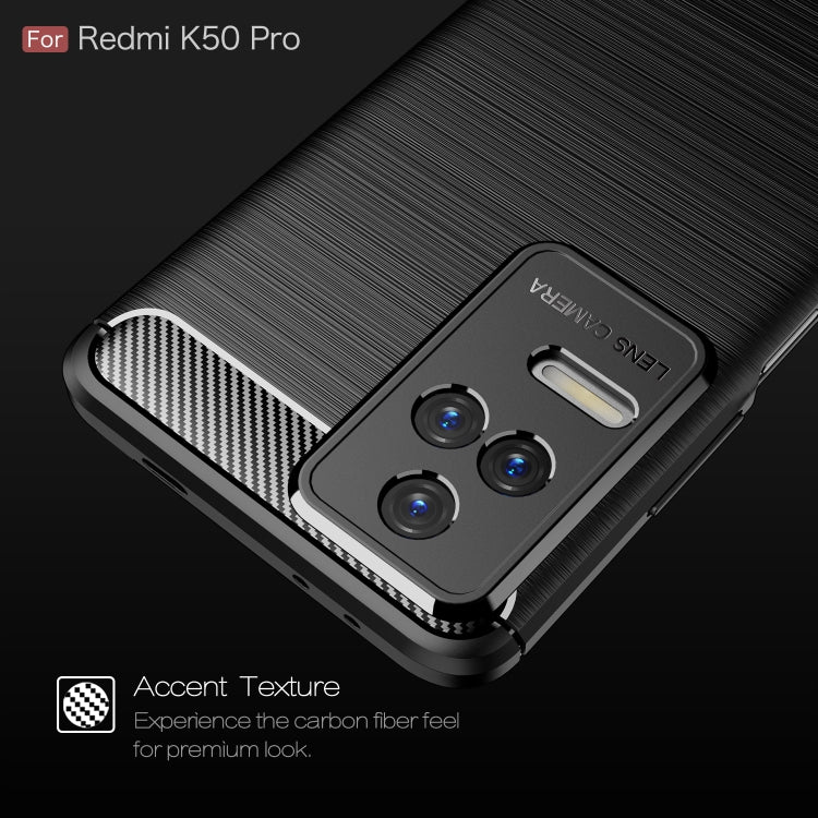 For Xiaomi Redmi K50 Pro Brushed Texture Carbon Fiber TPU Phone Case