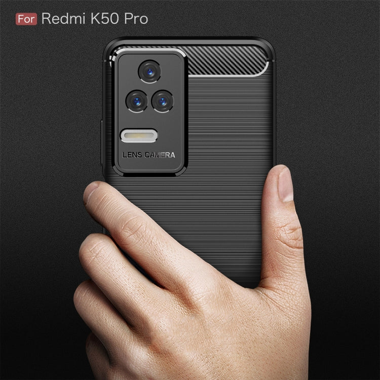 For Xiaomi Redmi K50 Pro Brushed Texture Carbon Fiber TPU Phone Case