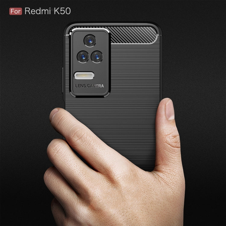 For Xiaomi Redmi K50 Brushed Texture Carbon Fiber TPU Phone Case