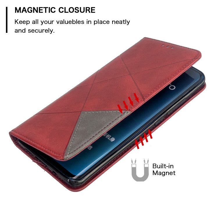 For Xiaomi CC9 Pro Rhombus Texture Horizontal Flip Magnetic Leather Case with Holder & Card Slots