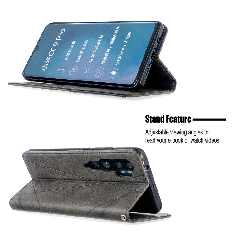 For Xiaomi CC9 Pro Rhombus Texture Horizontal Flip Magnetic Leather Case with Holder & Card Slots