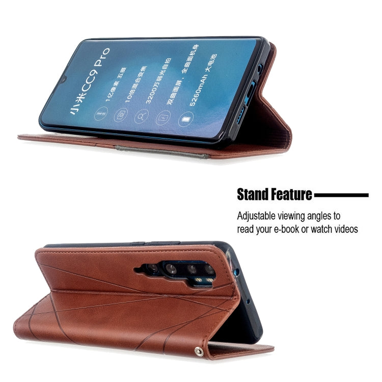 For Xiaomi CC9 Pro Rhombus Texture Horizontal Flip Magnetic Leather Case with Holder & Card Slots