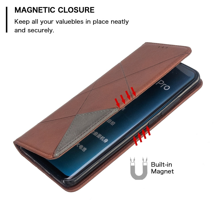 For Xiaomi CC9 Pro Rhombus Texture Horizontal Flip Magnetic Leather Case with Holder & Card Slots