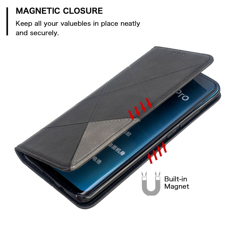 For Xiaomi CC9 Pro Rhombus Texture Horizontal Flip Magnetic Leather Case with Holder & Card Slots