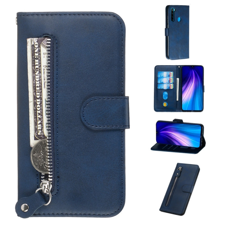 For Xiaomi Redmi Note 8 Fashion Calf Texture Zipper Horizontal Flip PU Leather Case, with Holder & Card Slots & Wallet