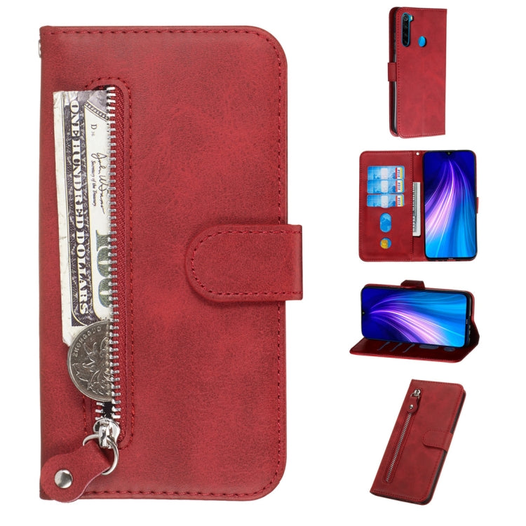 For Xiaomi Redmi Note 8 Fashion Calf Texture Zipper Horizontal Flip PU Leather Case, with Holder & Card Slots & Wallet