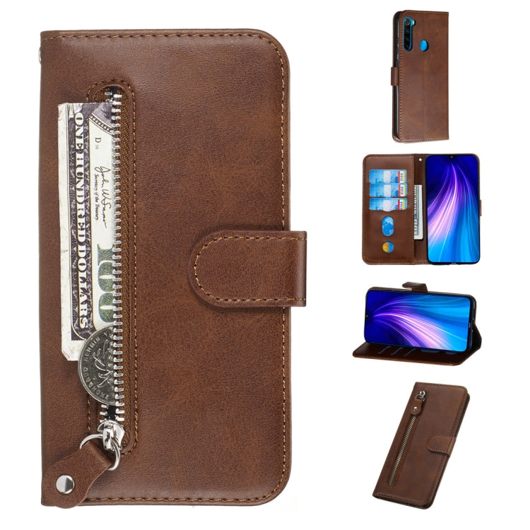 For Xiaomi Redmi Note 8 Fashion Calf Texture Zipper Horizontal Flip PU Leather Case, with Holder & Card Slots & Wallet