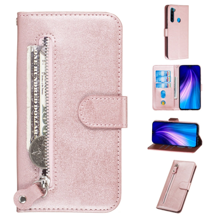 For Xiaomi Redmi Note 8 Fashion Calf Texture Zipper Horizontal Flip PU Leather Case, with Holder & Card Slots & Wallet