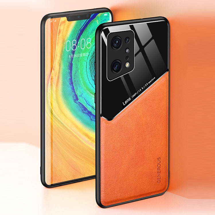 For OPPO Find X5 Pro All-inclusive Leather + Organic Glass Phone Case
