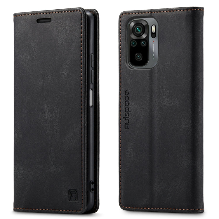 For Xiaomi Redmi Note 10 4G AutSpace A01 Skin-feel Crazy Horse Leather Phone Case