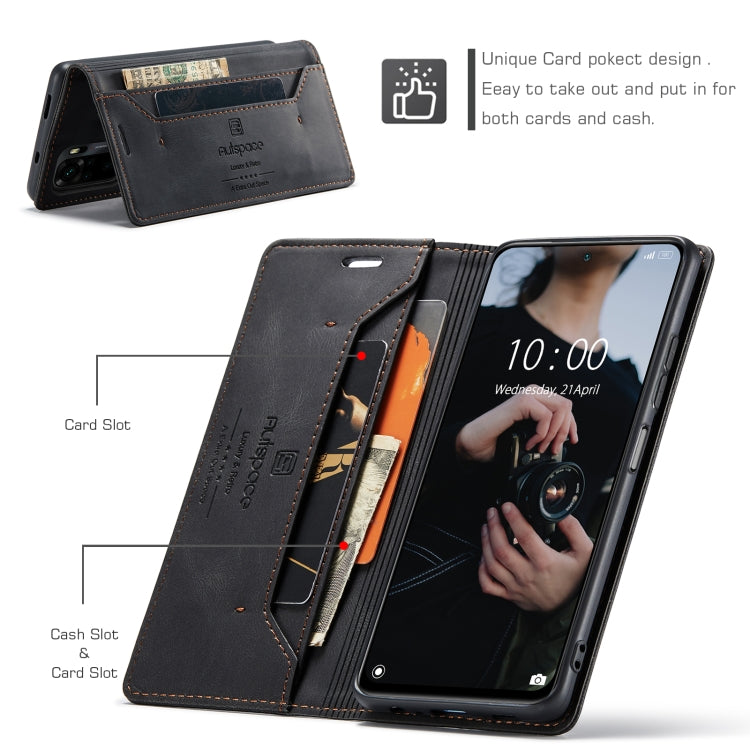 For Xiaomi Redmi Note 10 4G AutSpace A01 Skin-feel Crazy Horse Leather Phone Case