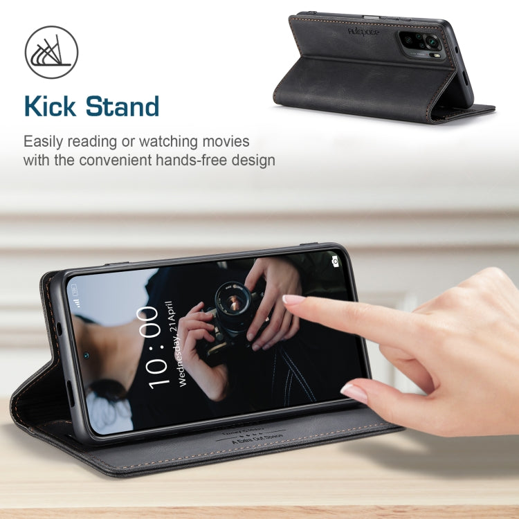 For Xiaomi Redmi Note 10 4G AutSpace A01 Skin-feel Crazy Horse Leather Phone Case