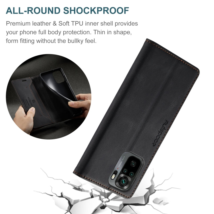 For Xiaomi Redmi Note 10 4G AutSpace A01 Skin-feel Crazy Horse Leather Phone Case