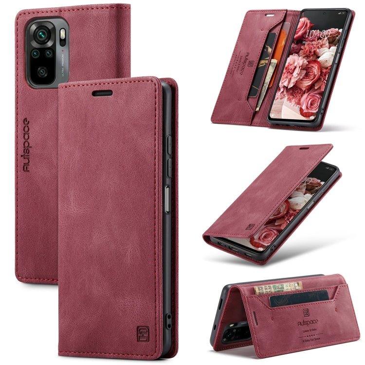 For Xiaomi Redmi Note 10 4G AutSpace A01 Skin-feel Crazy Horse Leather Phone Case
