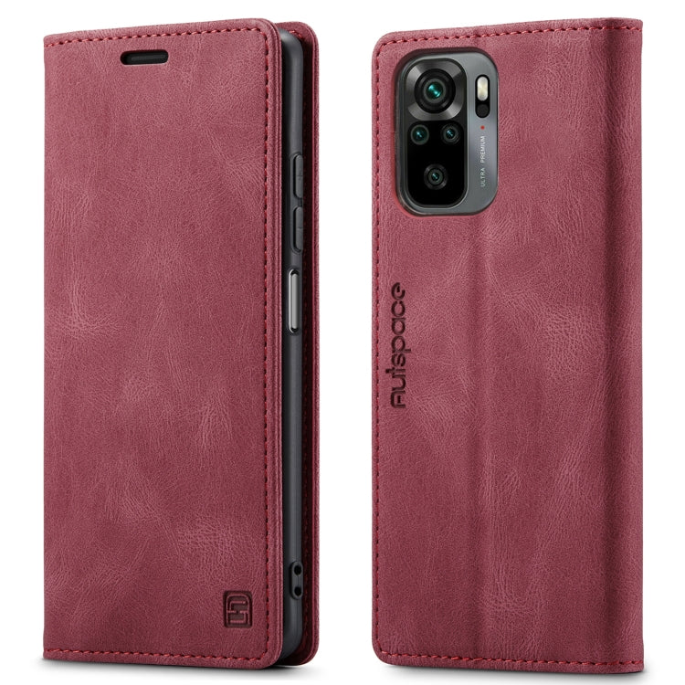 For Xiaomi Redmi Note 10 4G AutSpace A01 Skin-feel Crazy Horse Leather Phone Case