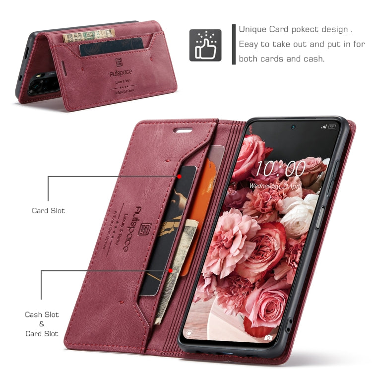For Xiaomi Redmi Note 10 4G AutSpace A01 Skin-feel Crazy Horse Leather Phone Case