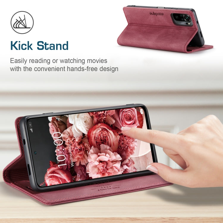 For Xiaomi Redmi Note 10 4G AutSpace A01 Skin-feel Crazy Horse Leather Phone Case