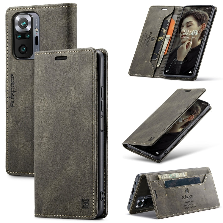 For Xiaomi Redmi Note 10 Pro / 10 Pro Max AutSpace A01 Skin-feel Crazy Horse Leather Phone Case