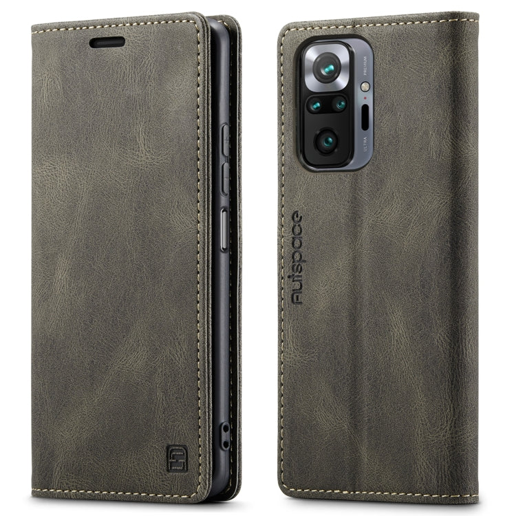 For Xiaomi Redmi Note 10 Pro / 10 Pro Max AutSpace A01 Skin-feel Crazy Horse Leather Phone Case