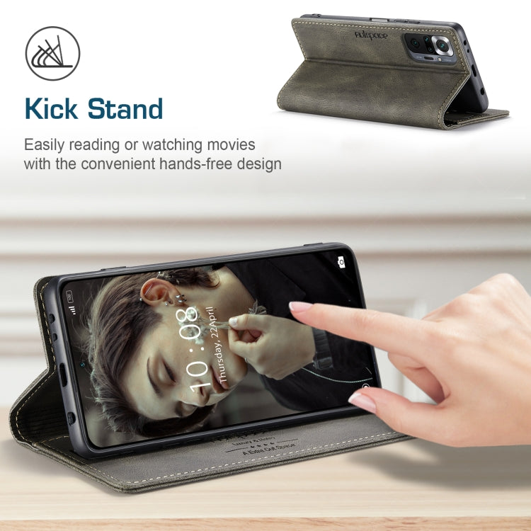 For Xiaomi Redmi Note 10 Pro / 10 Pro Max AutSpace A01 Skin-feel Crazy Horse Leather Phone Case