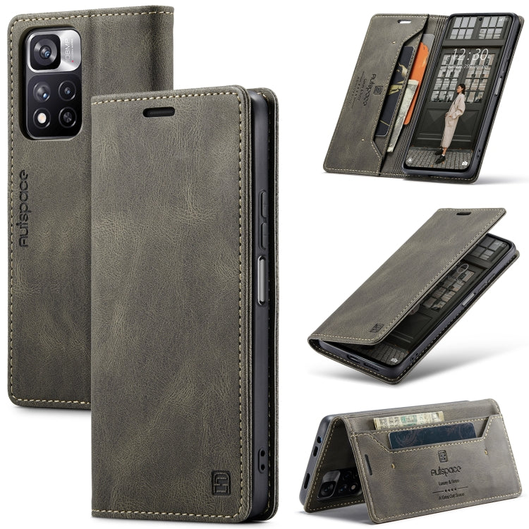 For Xiaomi Redmi Note 11 Pro AutSpace A01 Skin-feel Crazy Horse Leather Phone Case