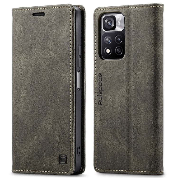 For Xiaomi Redmi Note 11 Pro AutSpace A01 Skin-feel Crazy Horse Leather Phone Case