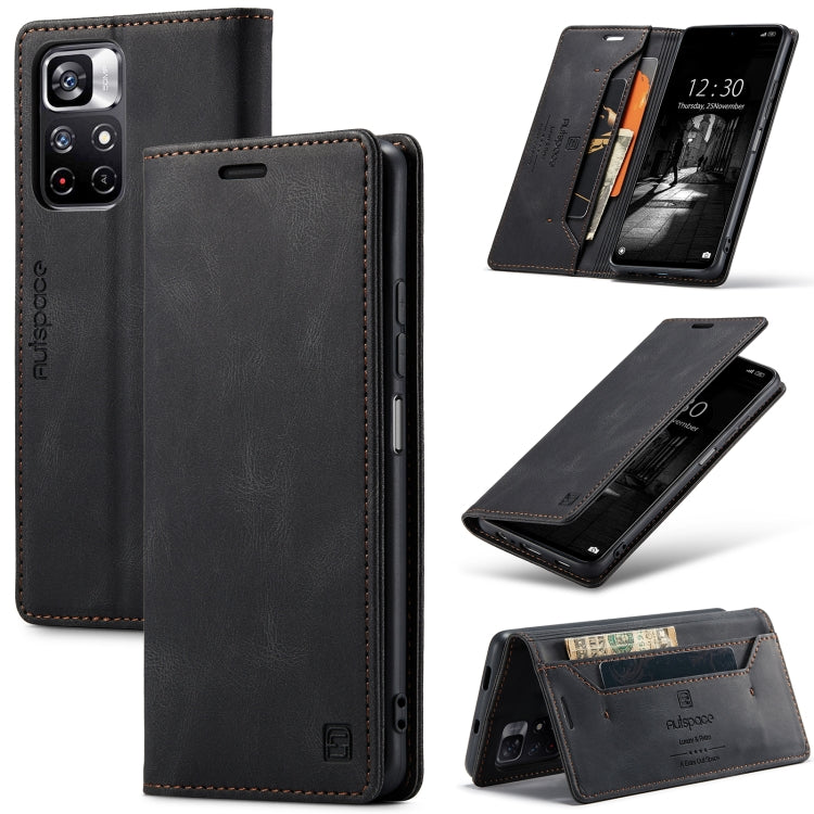 For Xiaomi Redmi Note 11 5G AutSpace A01 Skin-feel Crazy Horse Leather Phone Case