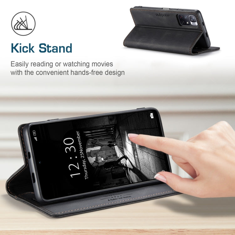 For Xiaomi Redmi Note 11 5G AutSpace A01 Skin-feel Crazy Horse Leather Phone Case