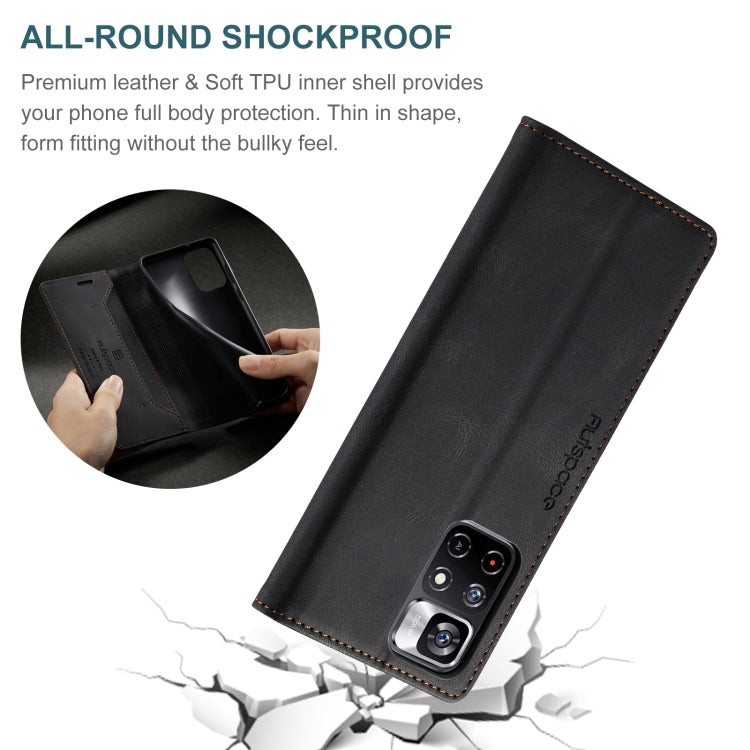 For Xiaomi Redmi Note 11 5G AutSpace A01 Skin-feel Crazy Horse Leather Phone Case