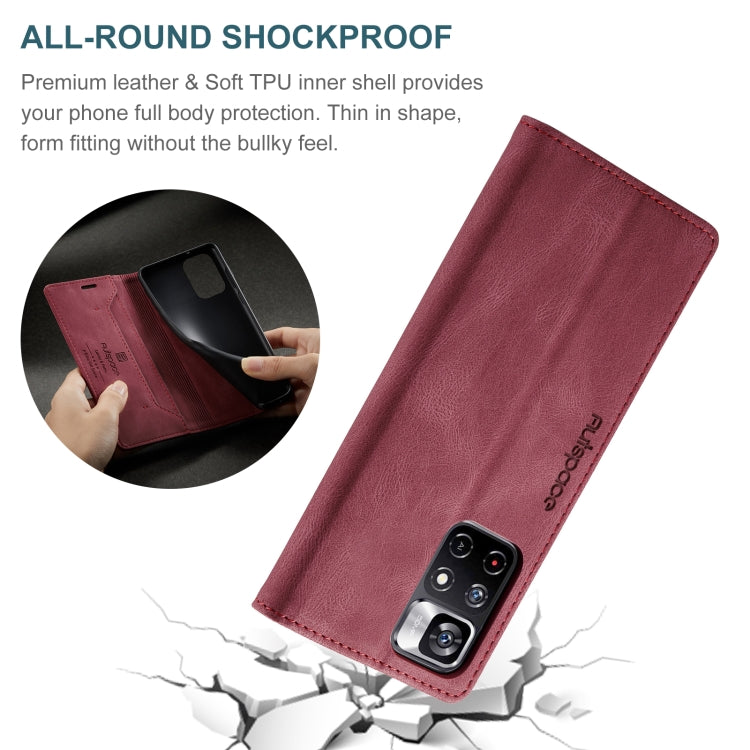 For Xiaomi Redmi Note 11 5G AutSpace A01 Skin-feel Crazy Horse Leather Phone Case