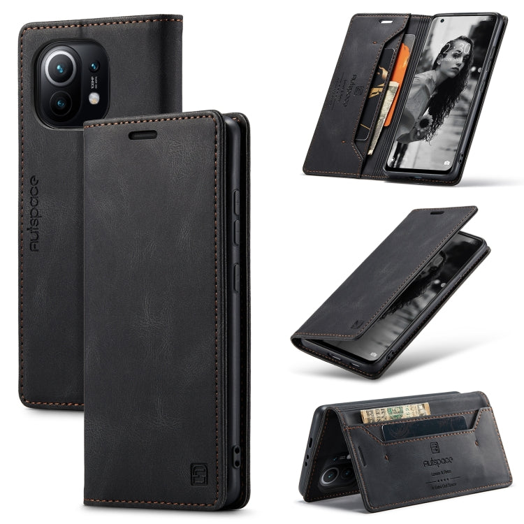 For Xiaomi Mi 11 AutSpace A01 Skin-feel Crazy Horse Leather Phone Case