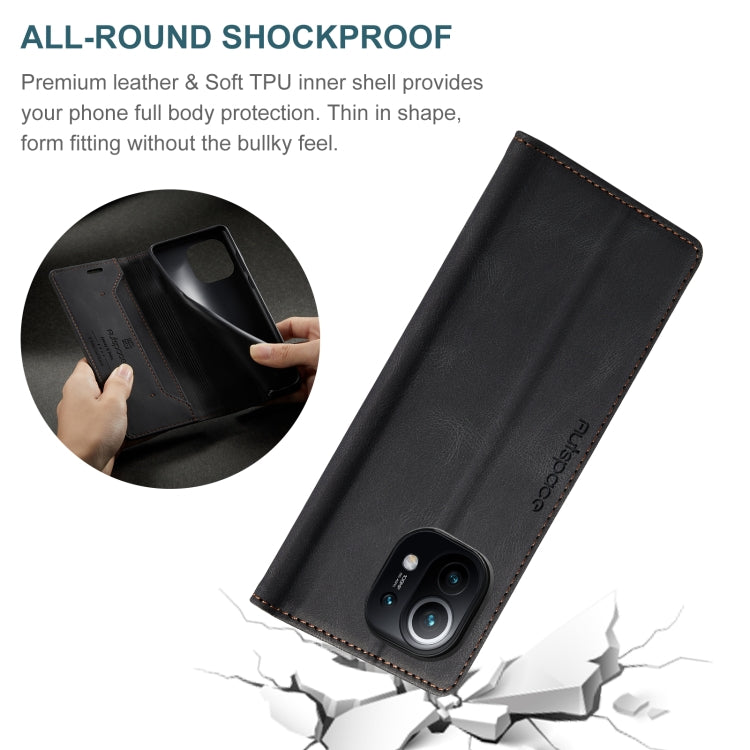 For Xiaomi Mi 11 AutSpace A01 Skin-feel Crazy Horse Leather Phone Case