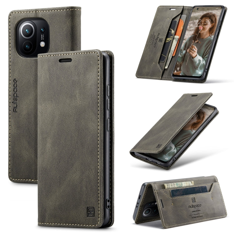 For Xiaomi Mi 11 AutSpace A01 Skin-feel Crazy Horse Leather Phone Case