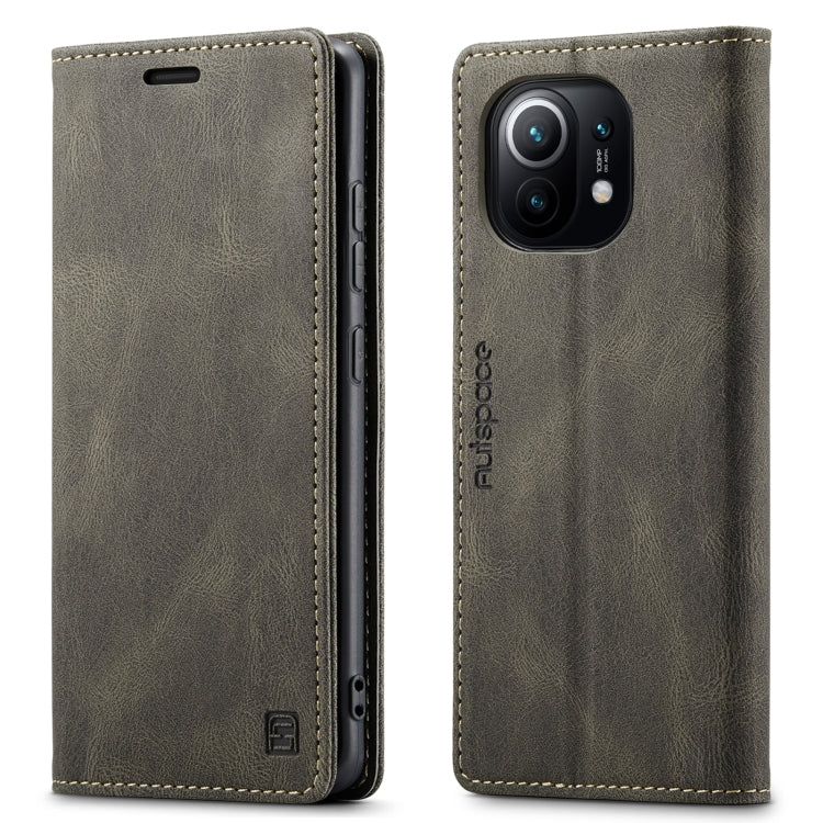 For Xiaomi Mi 11 AutSpace A01 Skin-feel Crazy Horse Leather Phone Case