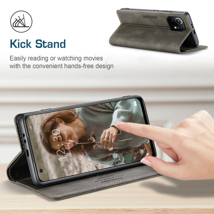 For Xiaomi Mi 11 AutSpace A01 Skin-feel Crazy Horse Leather Phone Case