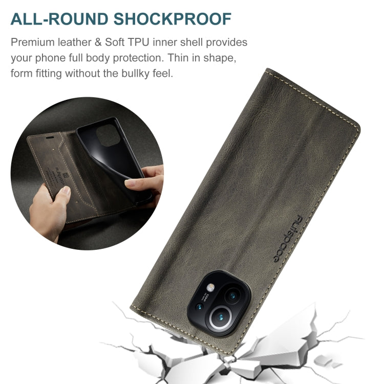 For Xiaomi Mi 11 AutSpace A01 Skin-feel Crazy Horse Leather Phone Case