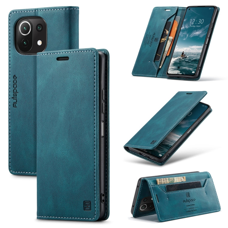 For Xiaomi Mi 11 Lite AutSpace A01 Skin-feel Crazy Horse Leather Phone Case
