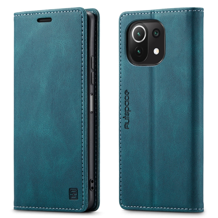 For Xiaomi Mi 11 Lite AutSpace A01 Skin-feel Crazy Horse Leather Phone Case