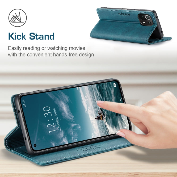 For Xiaomi Mi 11 Lite AutSpace A01 Skin-feel Crazy Horse Leather Phone Case