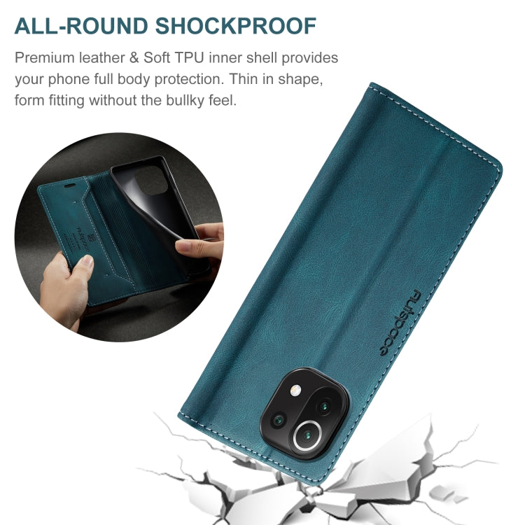 For Xiaomi Mi 11 Lite AutSpace A01 Skin-feel Crazy Horse Leather Phone Case