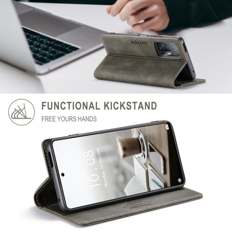 For Xiaomi Mi 11T /11T Pro AutSpace A01 Skin-feel Crazy Horse Leather Phone Case