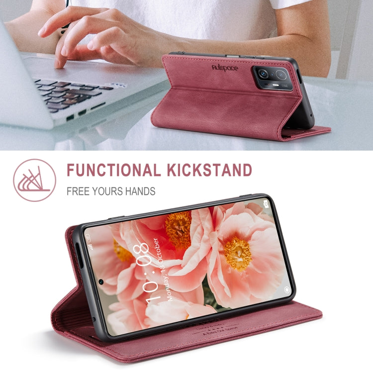 For Xiaomi Mi 11T /11T Pro AutSpace A01 Skin-feel Crazy Horse Leather Phone Case