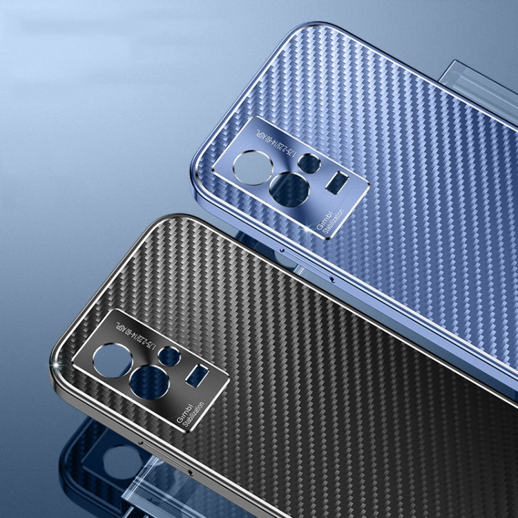 For vivo iQOO 8 Pro Metal Frame Carbon Fiber Phone Case(Black)